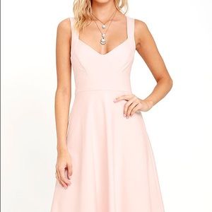 Lulu’s uptown twirl blush pink midi dress